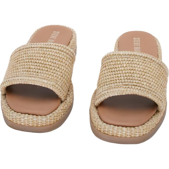 Steve Madden Boardwalk Espadrille Slide Sandals Natural Raffia Women's US 6.5M - Picture 5 of 6